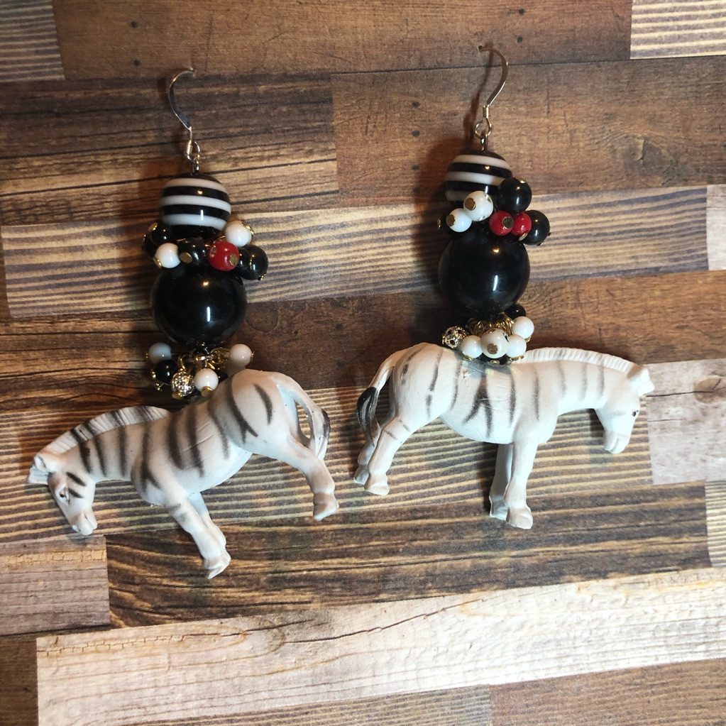 Zebra Jungle Amazon Safari Bead Earrings Toy
